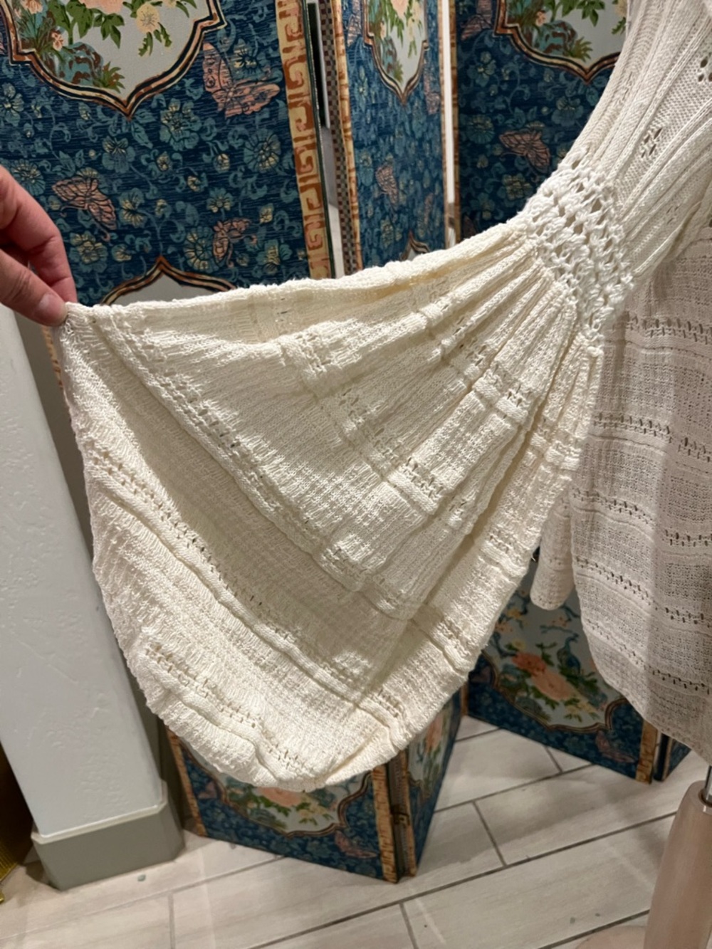 Free People Cream Open-Knit Off-the-Shoulder Sweater - Picture 5 of 8